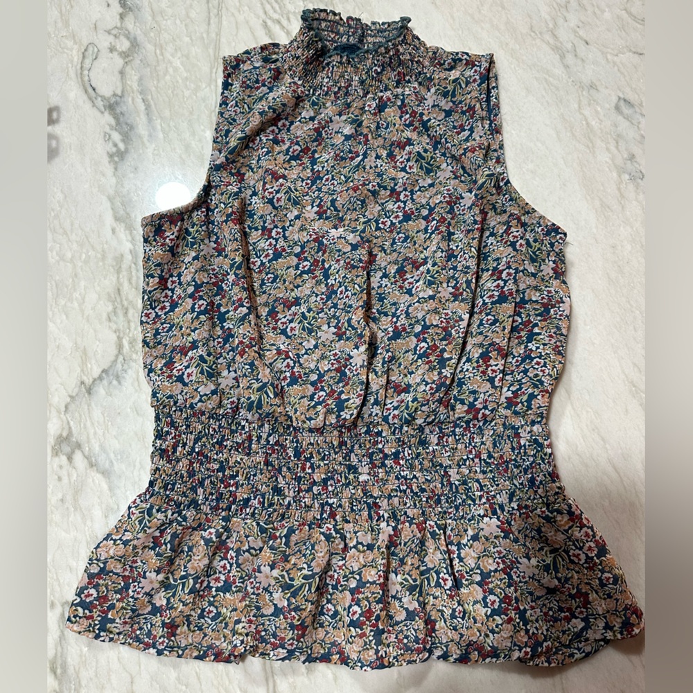 Japna Top Sleeveless Teal Floral Rich Colorful